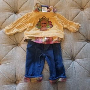 Adorable 0 - 3 Months Baby Boy Thanksgiving Outfit!